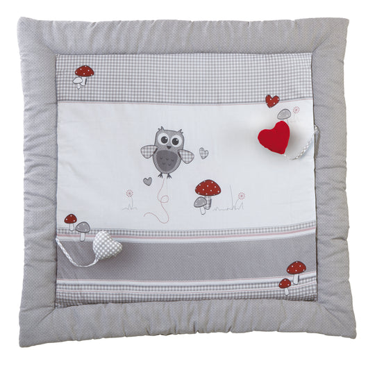 Tapis d'éveil 'Adam et Eule', 100 x 100 cm, revêtement pour parc d'enfant, 100 % coton