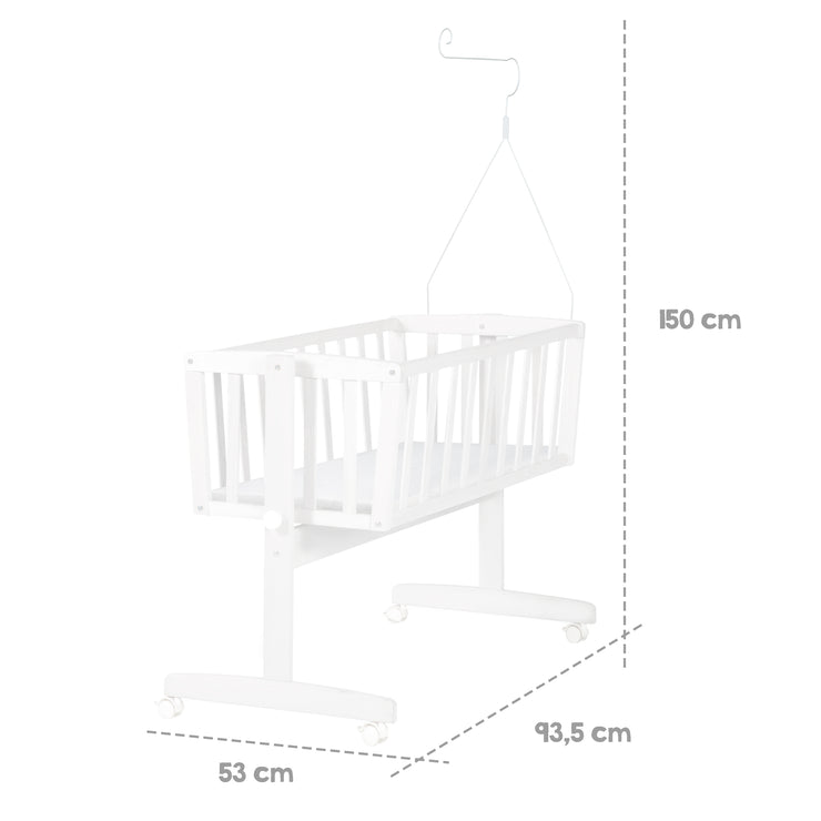 Ensemble berceau complet "Fox & Bunny", 40 x 90 cm, blanc, fonction de verrouillage, incl. accessoires