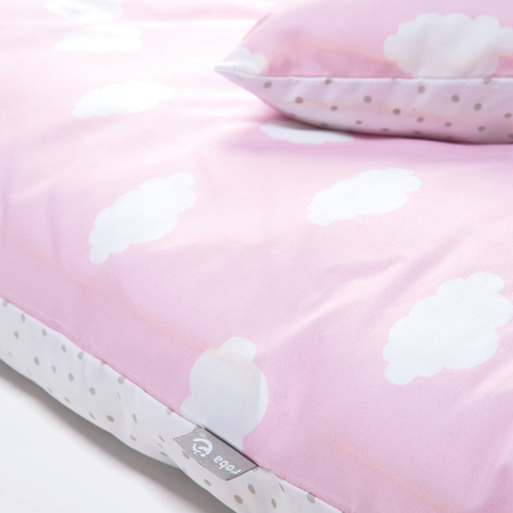 Ropa de cama de cuna 'Little Cloud Pink', juego de cuna de 2 piezas, ropa de cama de bebé 80 x 80 cm, 100% algodón