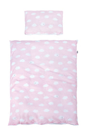 Ropa de cama de cuna 'Little Cloud Pink', juego de cuna de 2 piezas, ropa de cama de bebé 80 x 80 cm, 100% algodón