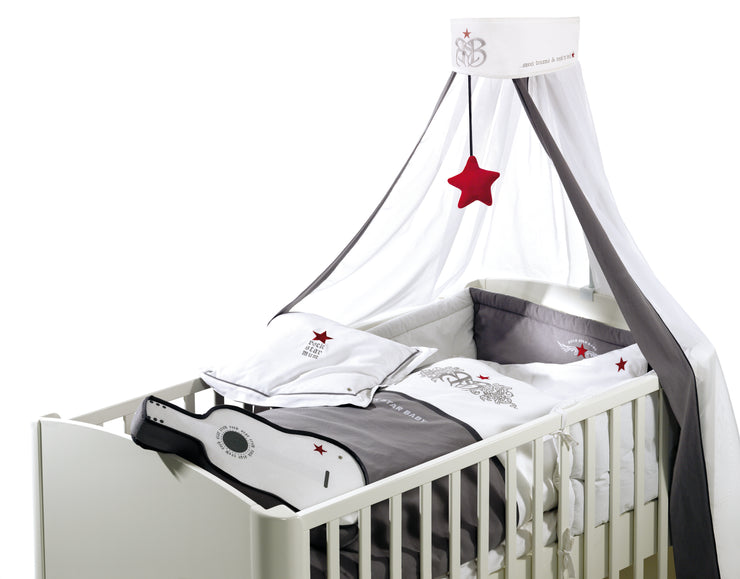 Kinderbettgarnitur aus der Kollektion Rock Star Baby 1, bestehend aus Bettwäsche 100 x 135 cm, Nest und Himmel