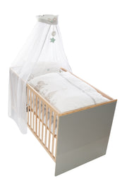 Linge pour lit bébé "Sternenzauber" 4 pcs. incl. parure de lit, nid et baldaquin