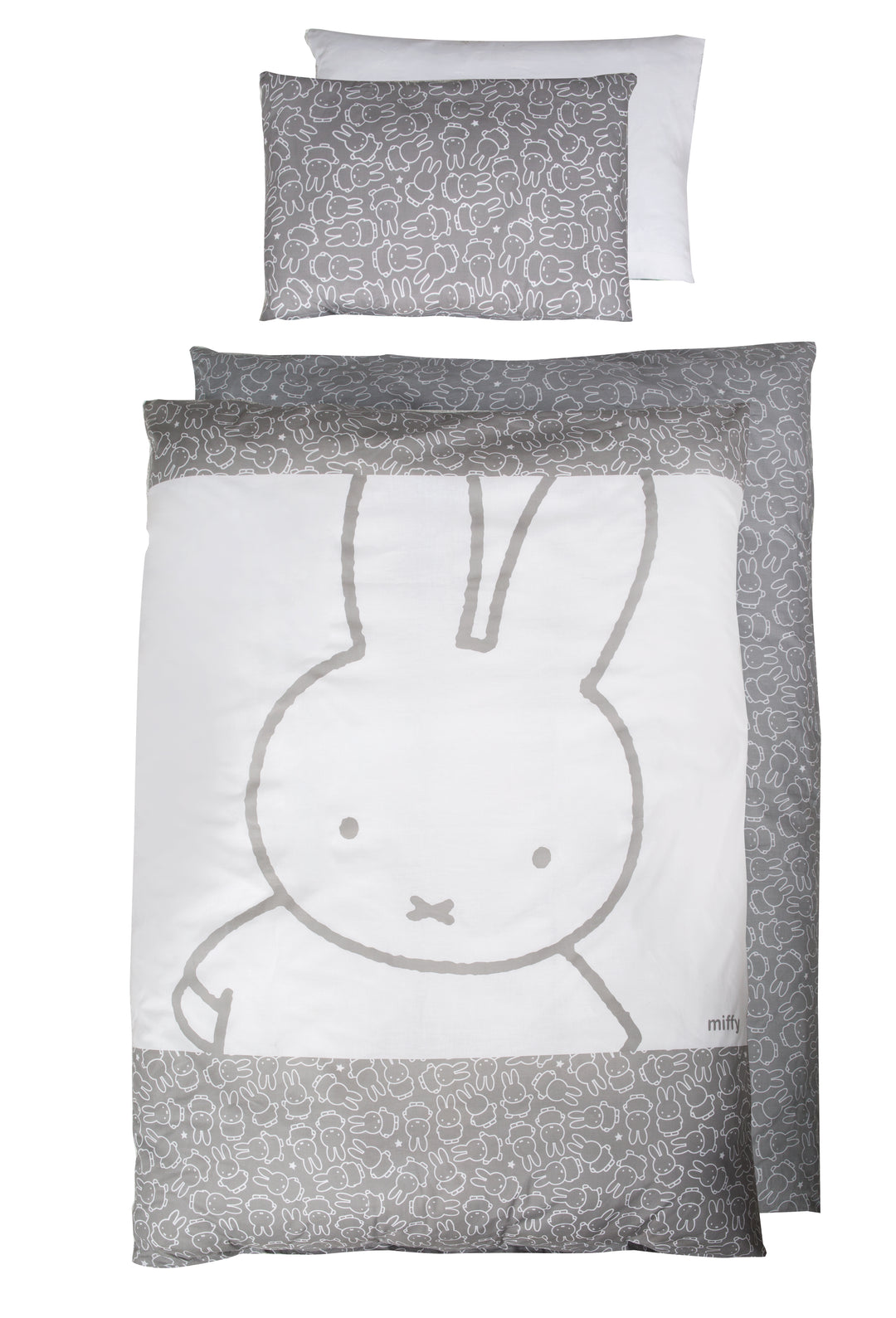 Juego de cama para niños 'miffy®', 4 piezas, set de cama con ropa de cama 100 x 135 cm, protector de cuna y dosel