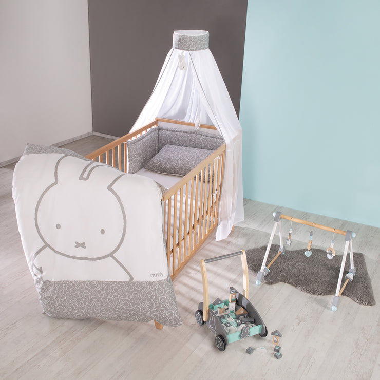 Linge pour lit bébé "miffy®" 4 pcs. incl. parure de lit, nid et baldaquin