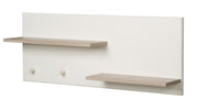 Wall shelf 'Felicia', wall board above changing table, 2 shelves, 2 hooks, white / Luna Elm