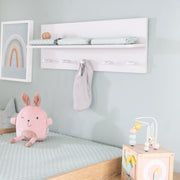 Portemanteau mural gris clair, pour chambre de bébé & d'enfant, y compris 1 étagère & 5 crochets