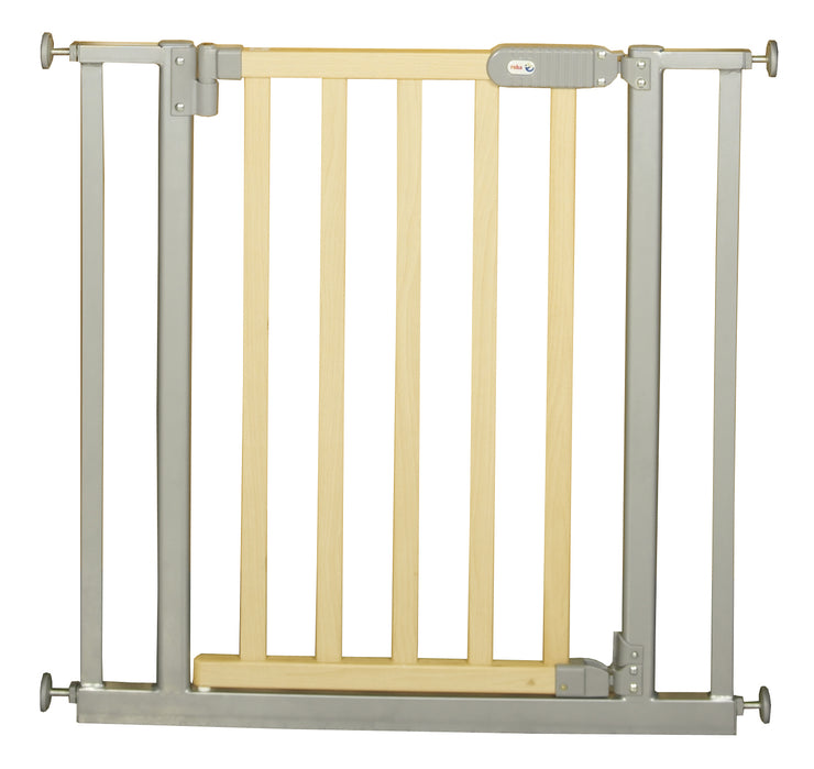 Puerta de seguridad, madera / metal, ancho 77 - 86 cm, puerta y puerta para escaleras para niños y mascotas