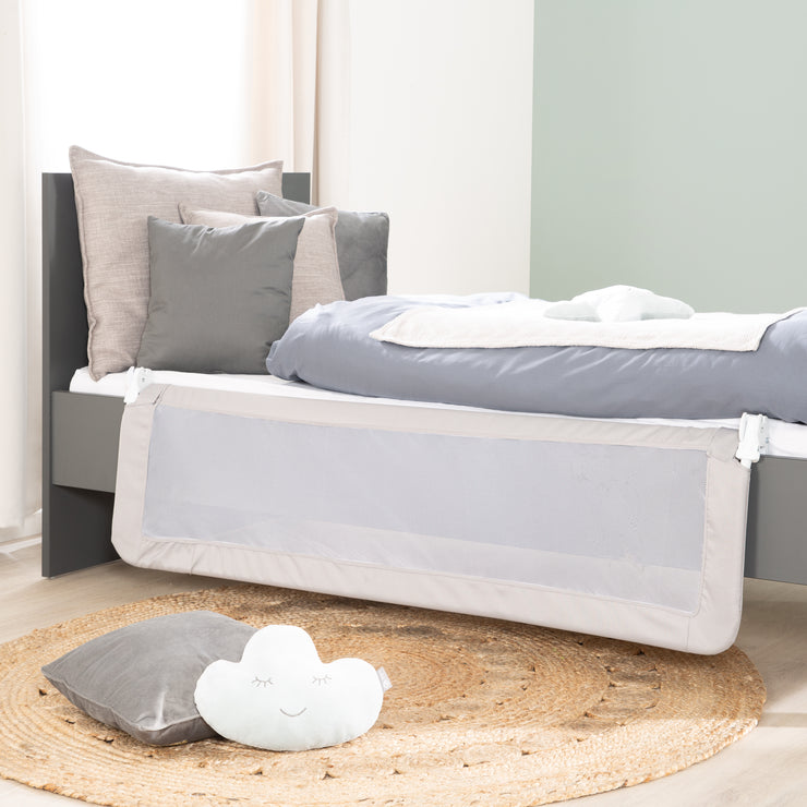 Bed guard 'Klipp-Klapp', 100 - 150 cm, foldable, for babies & children, taupe