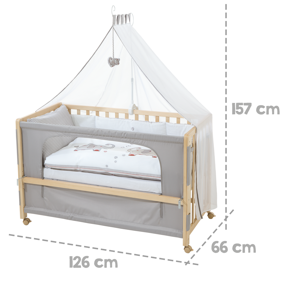 Lettino Co-sleeping 'Jumbotwins', 60 x 120 cm, letto supplementare al letto dei genitori con attrezzatura completa