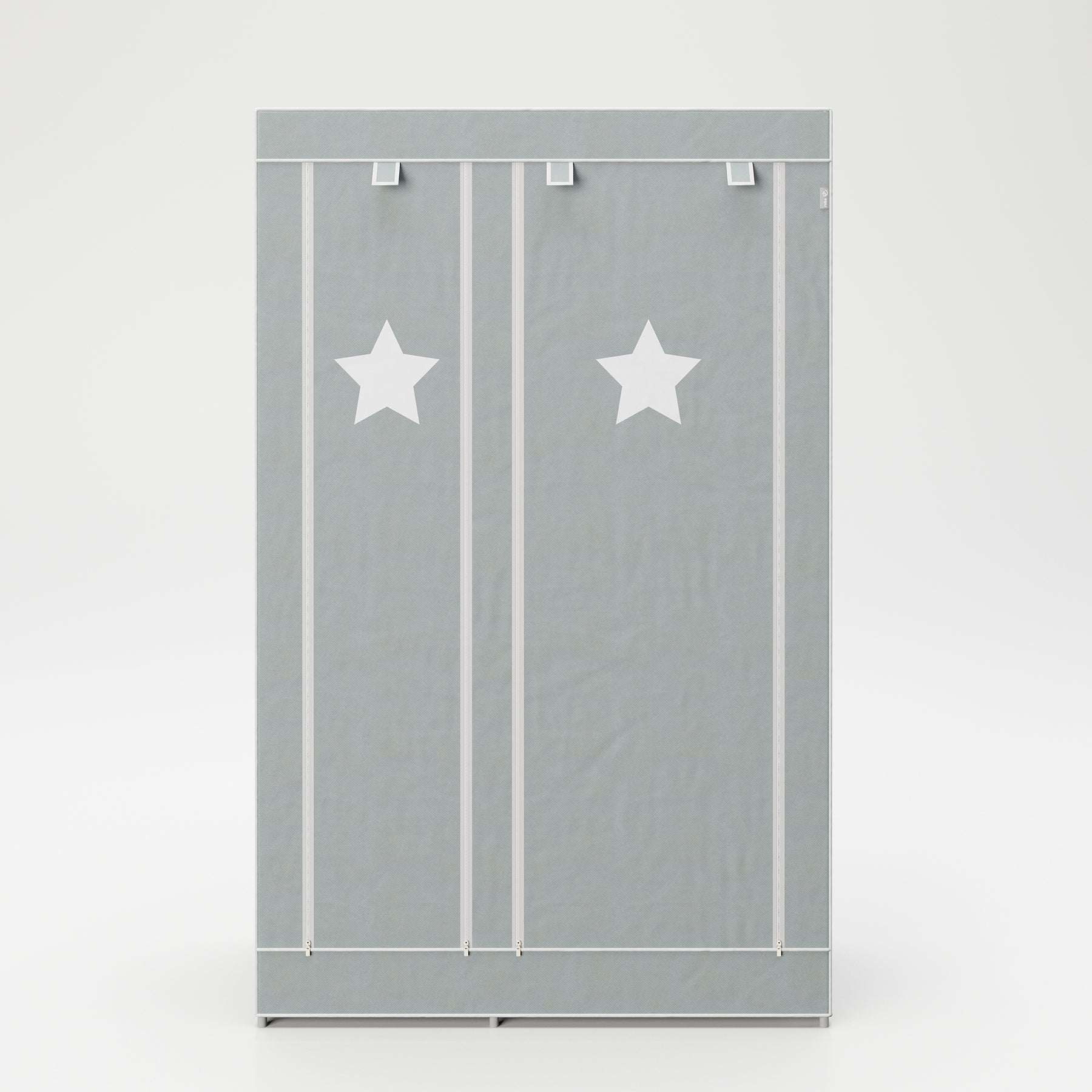 Armadio Tessuto Roba Little Stars - 175x110x45 Cm, 6 Scomparti, Con Cerniera, Grigio - Foto 5