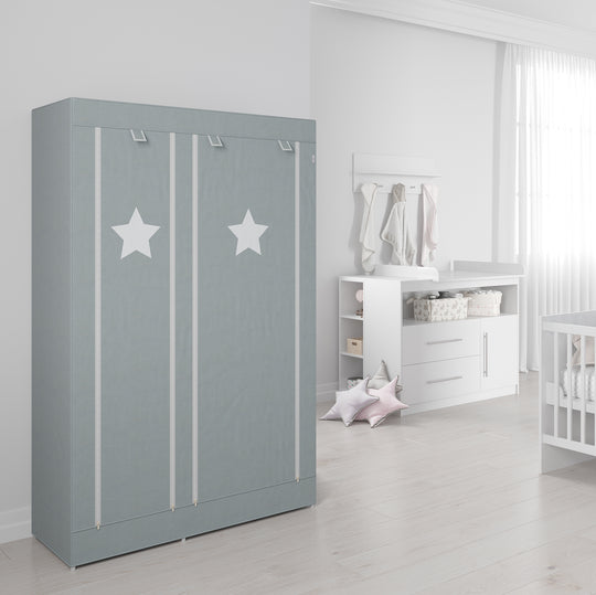 Armadio in tessuto 'Little Stars' per camerette o soggiorno, 110 x 45 x 175 cm