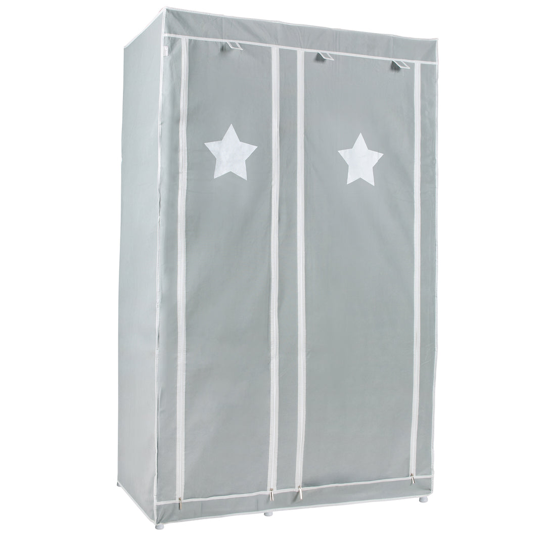 Armadio in tessuto 'Little Stars' per camerette o soggiorno, 110 x 45 x 175 cm