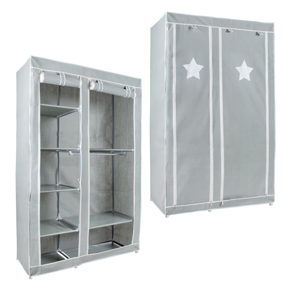 Armadio in tessuto 'Little Stars' per camerette o soggiorno, 110 x 45 x 175 cm