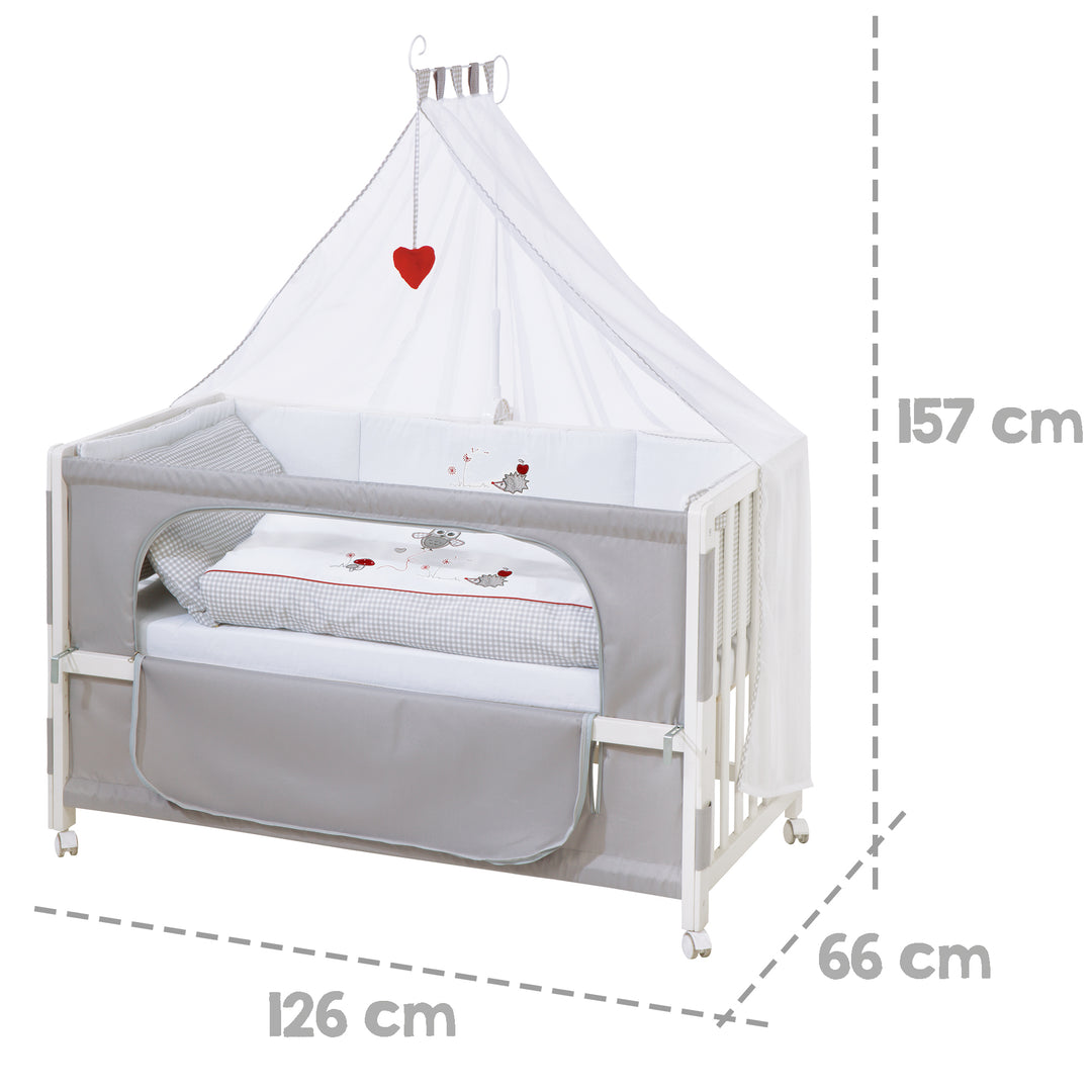 Room Bed 'Adam & Eule', 60 x 120 cm, Beistellbett zum Elternbett, komplette Ausstattung