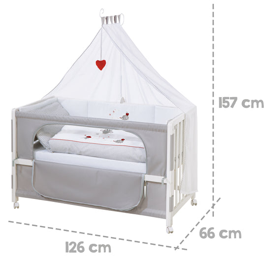 Room Bed 'Adam & Eule', 60 x 120 cm, Beistellbett zum Elternbett, komplette Ausstattung