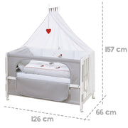 Room Bed 'Adam & Eule', 60 x 120 cm, Beistellbett zum Elternbett, komplette Ausstattung