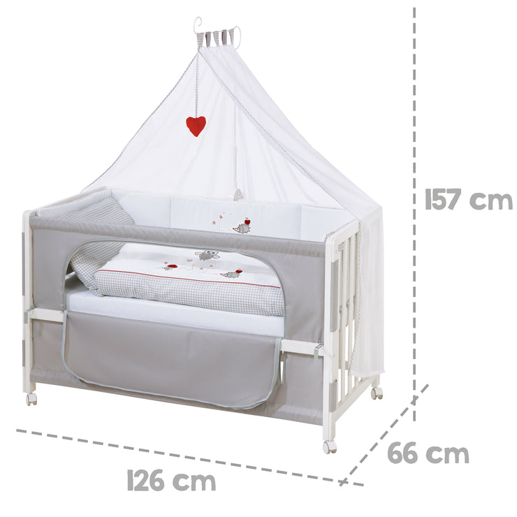 Room Bed 'Adam & Eule', 60 x 120 cm, Beistellbett zum Elternbett, komplette Ausstattung