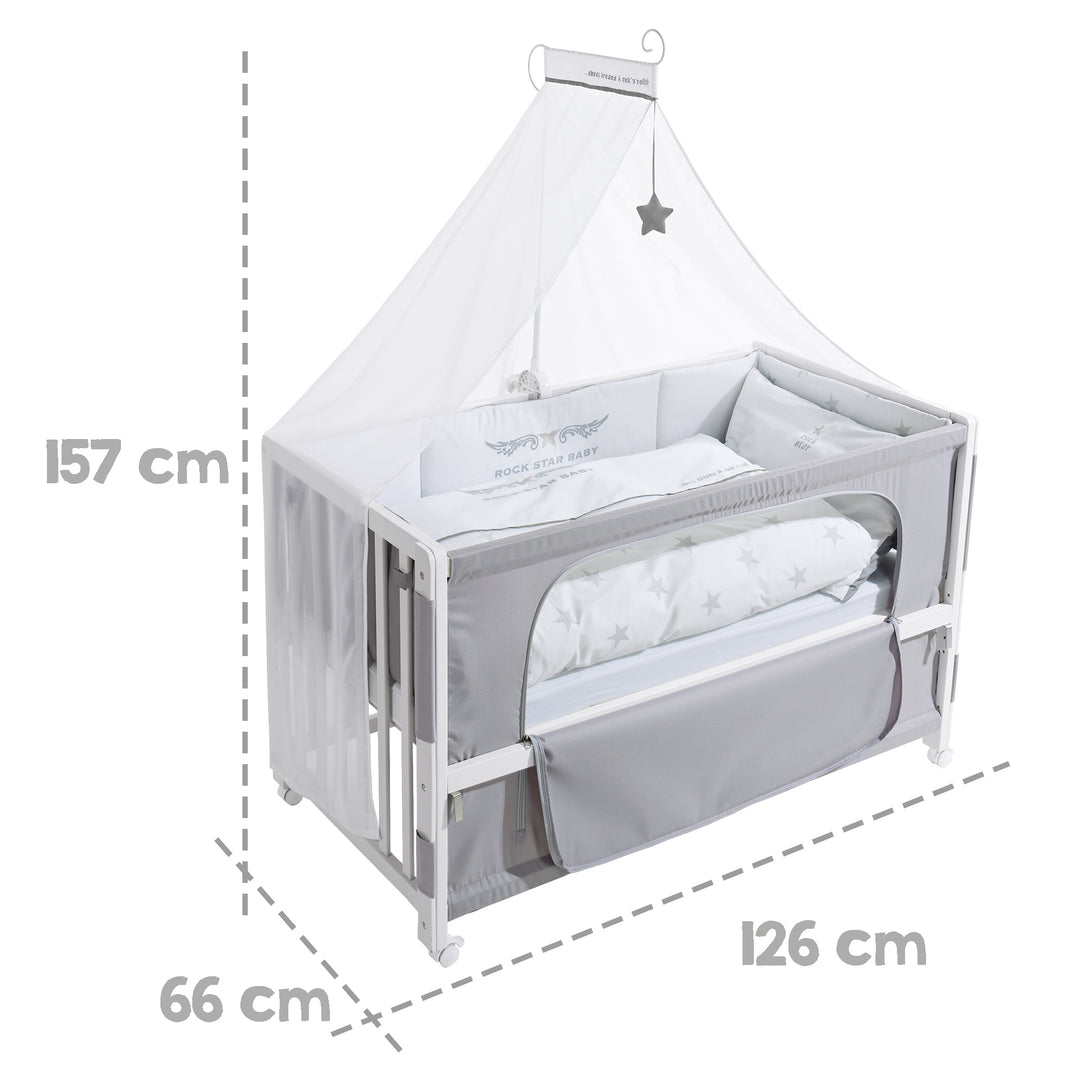 Lettino Co-sleeping 'Rock Star Baby 2', 60 x 120 cm, letto aggiuntivo per letto genitori, attrezzatura completa
