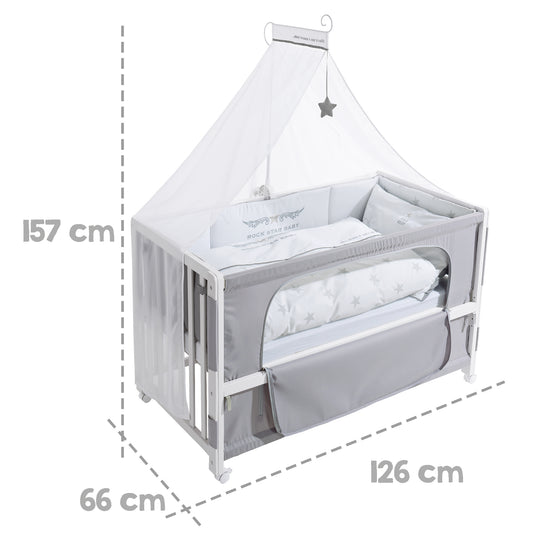 Lettino Co-sleeping 'Rock Star Baby 2', 60 x 120 cm, letto aggiuntivo per letto genitori, attrezzatura completa
