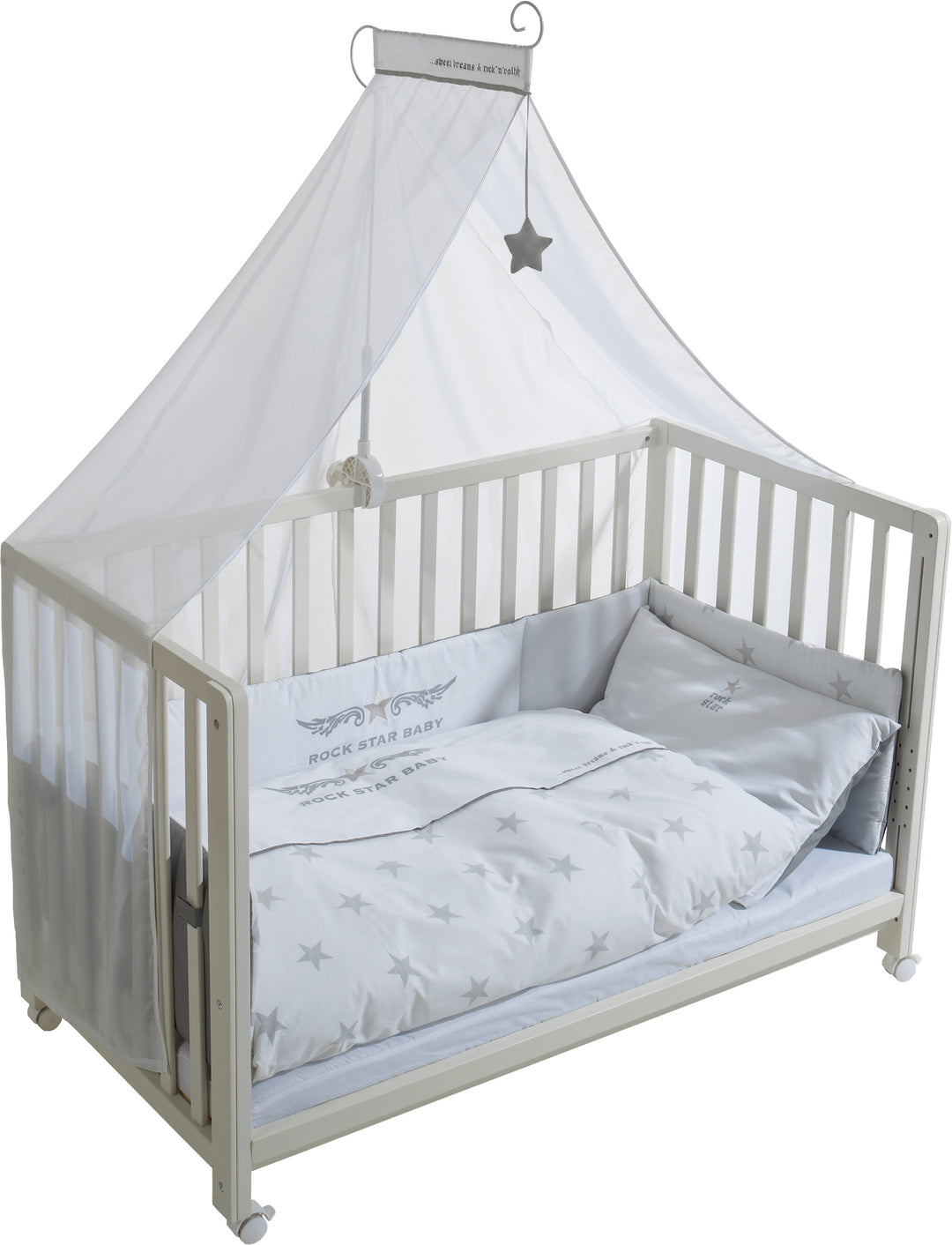 Lettino Co-sleeping 'Rock Star Baby 2', 60 x 120 cm, letto aggiuntivo per letto genitori, attrezzatura completa