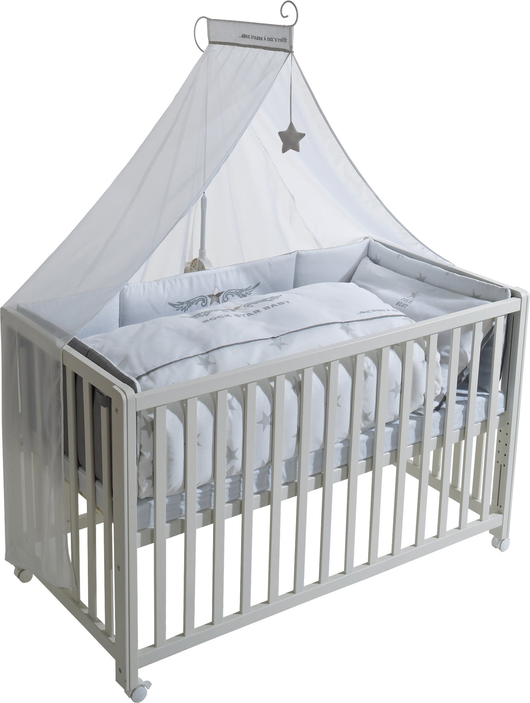 Lettino Co-sleeping 'Rock Star Baby 2', 60 x 120 cm, letto aggiuntivo per letto genitori, attrezzatura completa