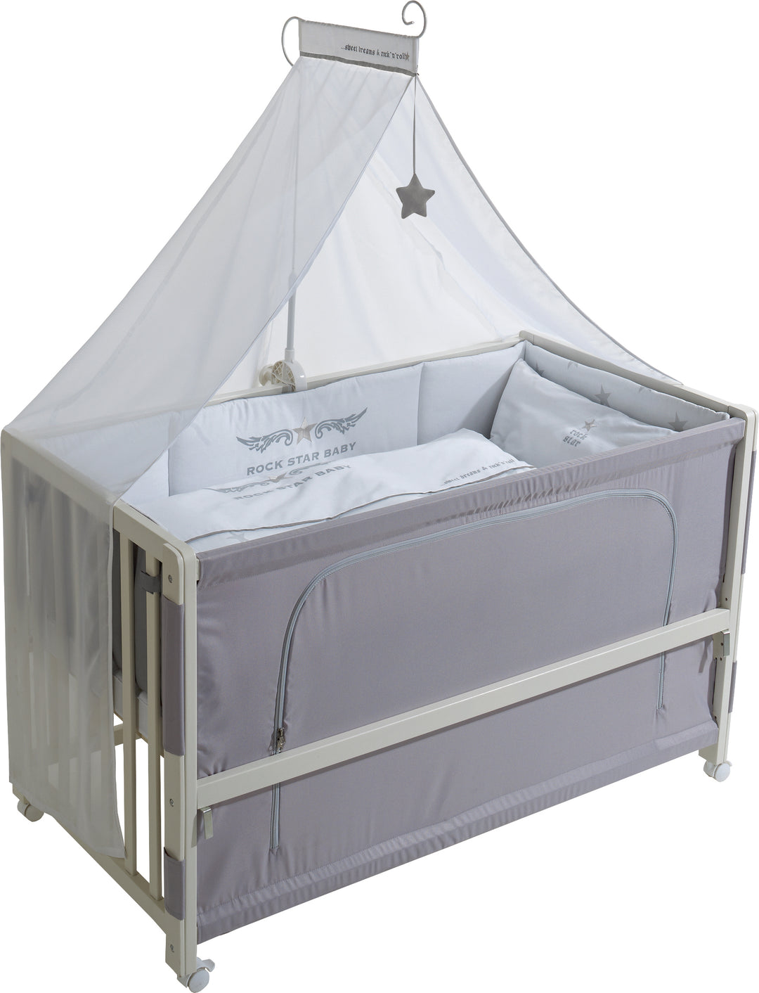 Lettino Co-sleeping 'Rock Star Baby 2', 60 x 120 cm, letto aggiuntivo per letto genitori, attrezzatura completa