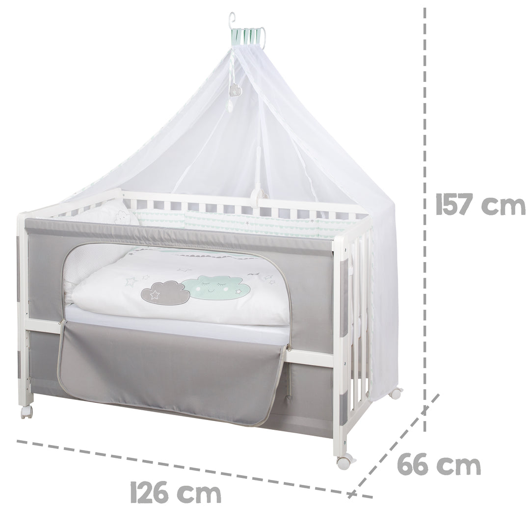 Room Bed 'Happy Cloud', 60 x 120 cm, Beistellbett zum Elternbett, komplette Ausstattung