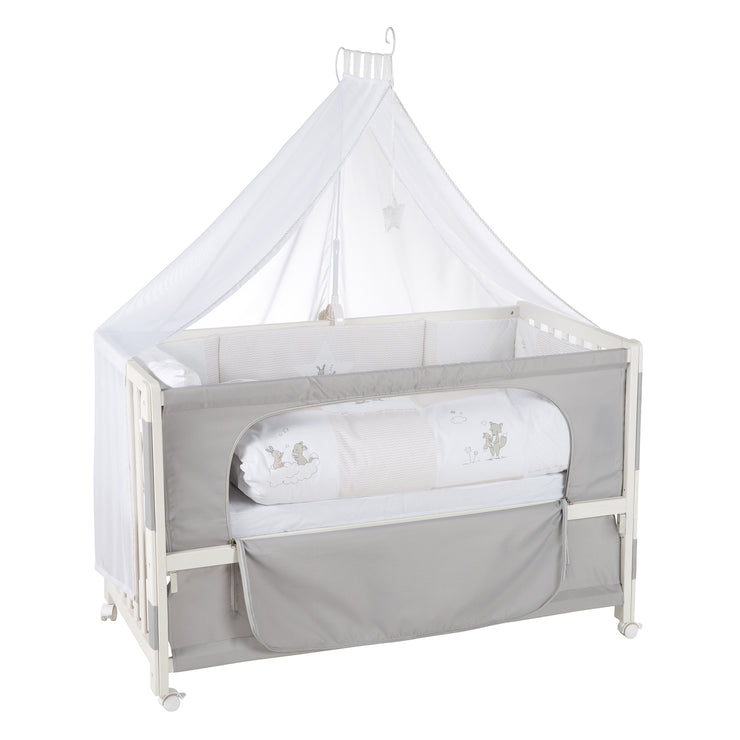 Cama de habitación 'Fox & Bunny', 60 x 120 cm, altura ajustable, cama lateral a la cama padre con equipo completo