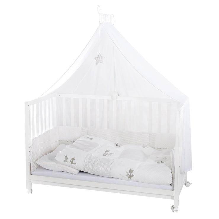 Cama de habitación 'Fox & Bunny', 60 x 120 cm, altura ajustable, cama lateral a la cama padre con equipo completo