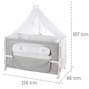 Cama de habitación 'Fox & Bunny', 60 x 120 cm, altura ajustable, cama lateral a la cama padre con equipo completo