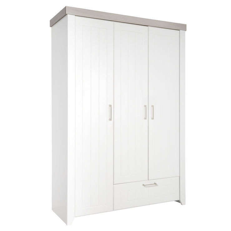 Armario 'Wilma' incl. 1 cajón, 3 puertas abatibles, muebles en blanco / Luna Elm