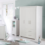 Wardrobe 'Maxi', 3 doors, 2 drawers, in more fashionable country style, white