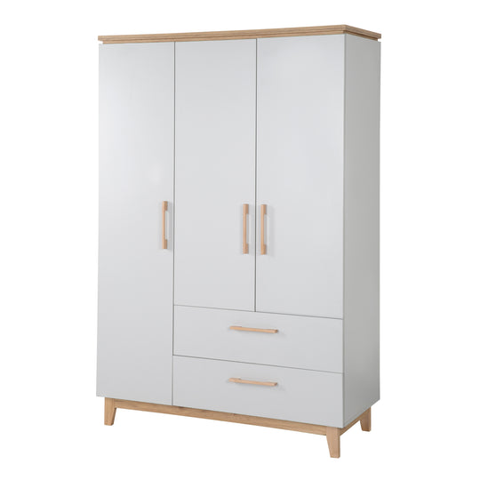 Wardrobe 'Caro', 3 Doors, 2 Drawers, with Soft Close Technology, Hinged Door Wardrobe
