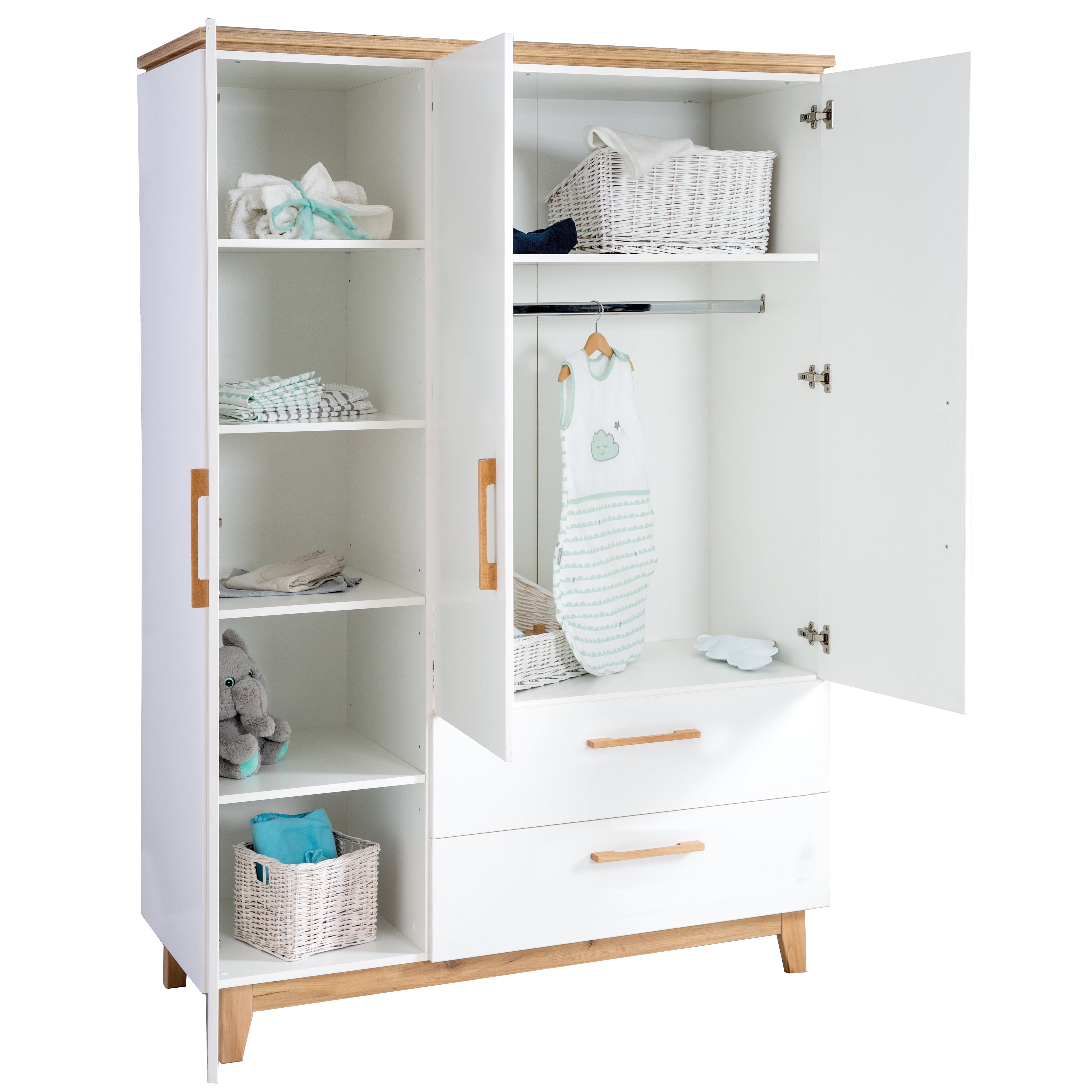 New！！　Finn Soft Wardrobe PET Finn 3-Door Wardrobe White Soft-Close » roba