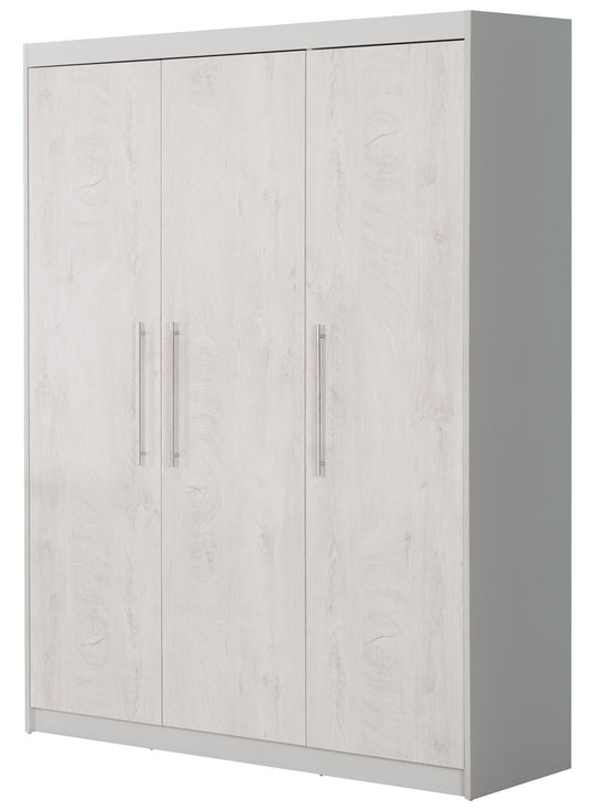 Armadio 'Maren 2', 3 ante, 6 ripiani, armadio a battente, grigio chiaro & bianco
