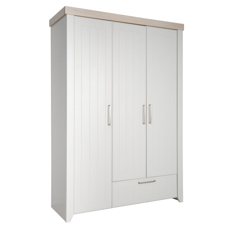 Kleiderschrank 'Helene', 3-türig, 1 Schublade, Soft Close-Technik, Lichtgrau/Luna Elm