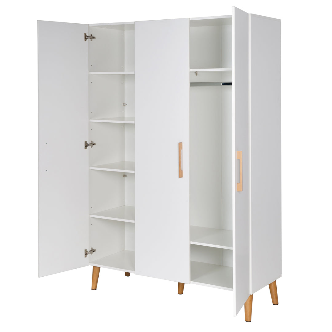 Kinderzimmerset 'Mick', inkl. Kombi-Bett, Wickelkommode & 3-türigem Schrank, weiß/Goldeiche