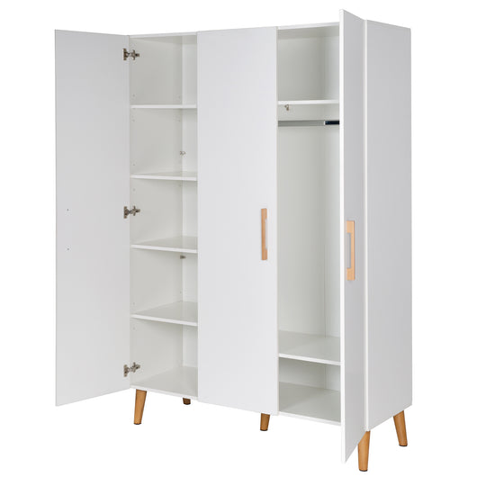 Kinderzimmerset 'Mick', inkl. Kombi-Bett, Wickelkommode & 3-türigem Schrank, weiß/Goldeiche