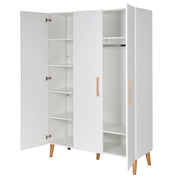 Nursery set 'Mick', incl. combi bed, wrap-and-wrap & 3-door closet, white/gold oak