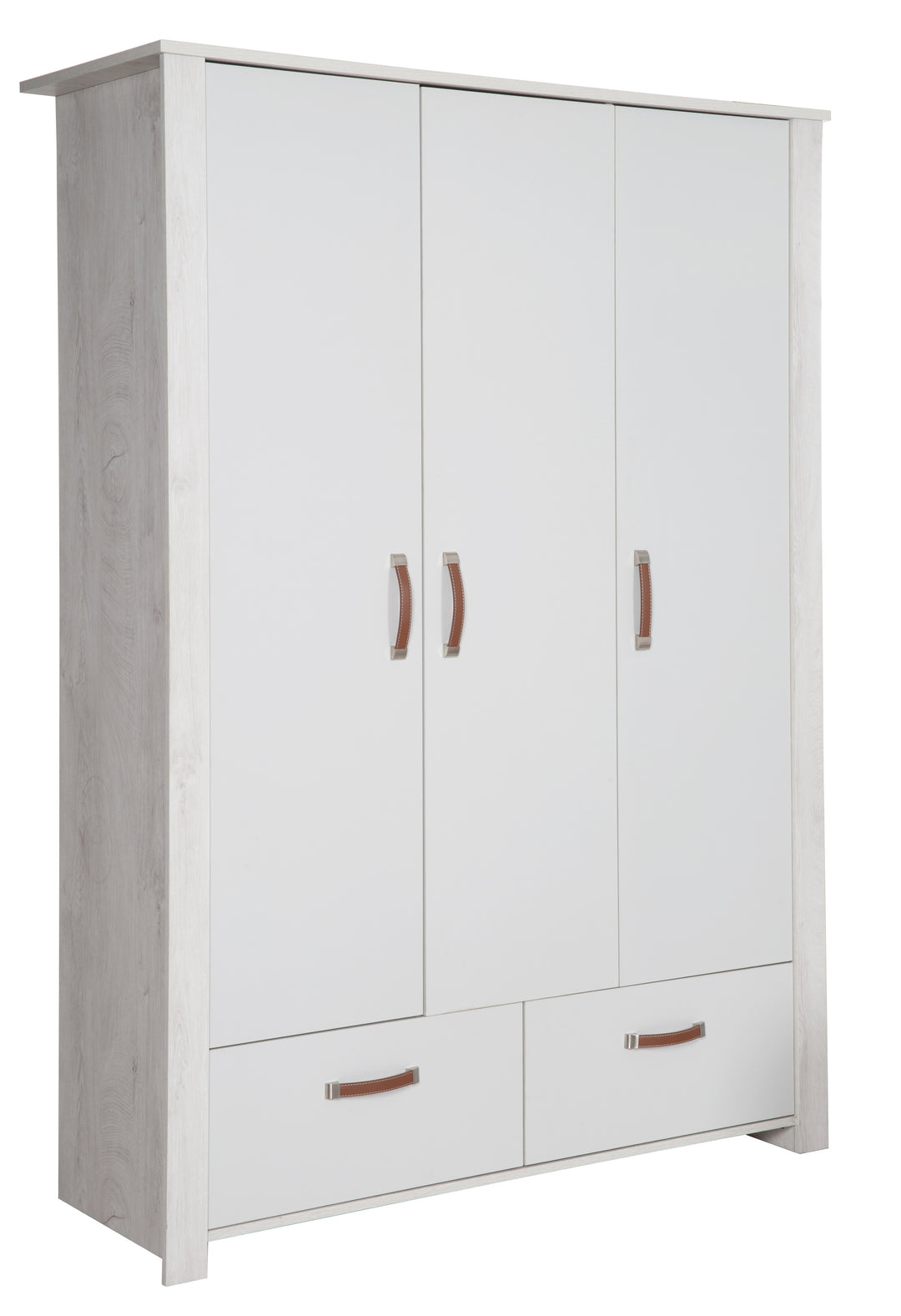 Set camera per bambini 'Mila', compreso il letto combi 70 x 140 cm, cambio petto & armadio a 3 porte, grigio/bianco