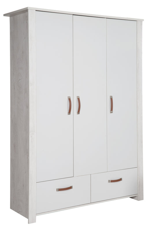 Set camera per bambini 'Mila', compreso il letto combi 70 x 140 cm, cambio petto & armadio a 3 porte, grigio/bianco