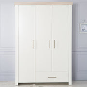 Armoire "Lucy" 3 portes, corps blanc, éléments décoratifs en 'Luna Elm'