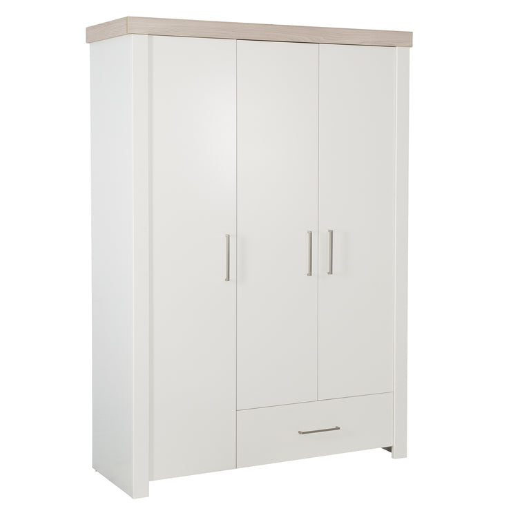 Armoire "Lucy" 3 portes, corps blanc, éléments décoratifs en 'Luna Elm'