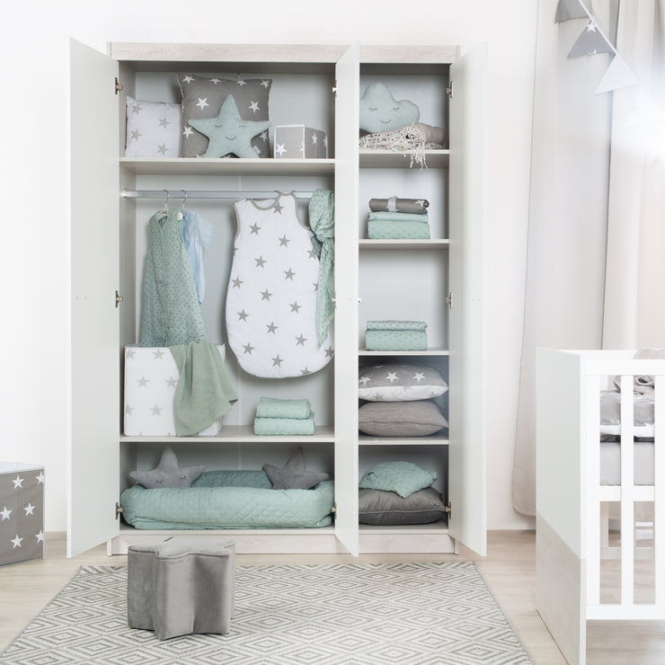 Kleiderschrank 'Julia', 3-türiger Drehtürenschrank inkl. 1 Kleiderstange & 6 Böden