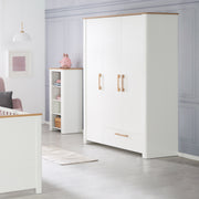 Armoire "Ava" 3-portes, corps blanc, avec éléments décoratifs en "chêne artisan"