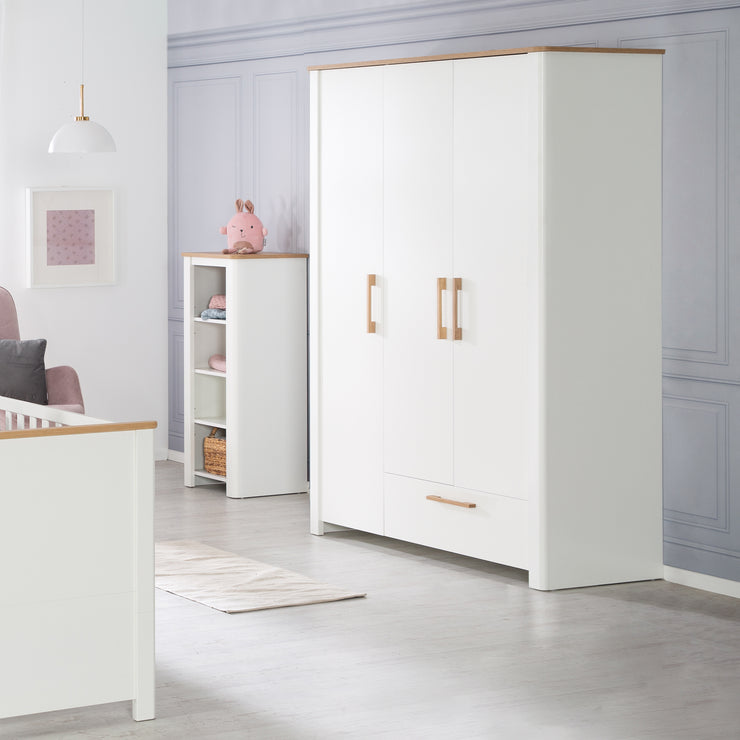 Armoire 'Ava' 3-Trg. en blanc, avec plaque de couverture dans «Artisan Eiche», HXBXT: 200 x 137 x 53 cm