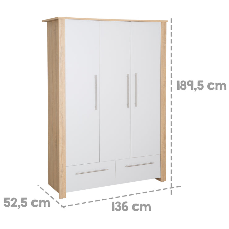 Armoire "Matilda" 3 portes avec 2 tiroirs à fermeture douce