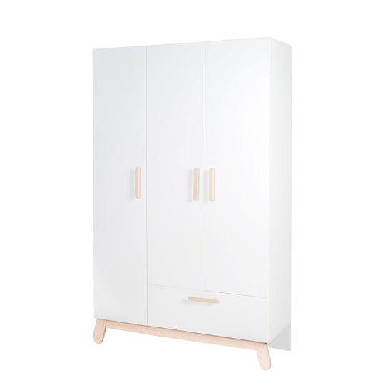 Juego de habitación 'Clara' en blanco, incluye cama combinada, cambiador y armario de 3 puertas