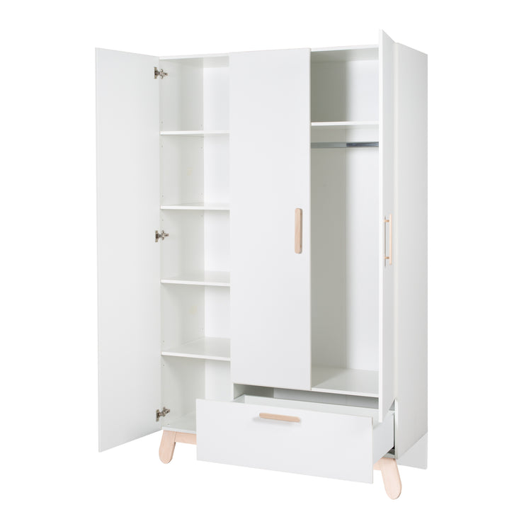 Set di camere 'Clara' bianco, incluso letto combinato, tavolo da cambio e mobile a 3 porte