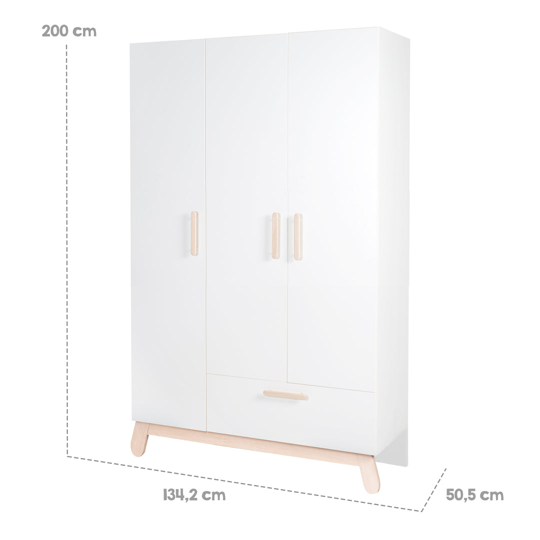 Juego de habitación 'Clara' en blanco, incluye cama combinada, cambiador y armario de 3 puertas
